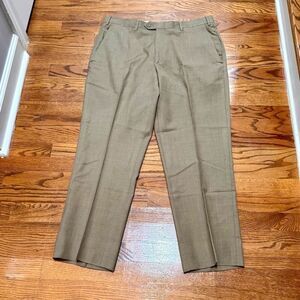 Santorelli (Italy) ROMEO Tan Luxury Serge Flat Front Dress Pants. Size 34 (taken